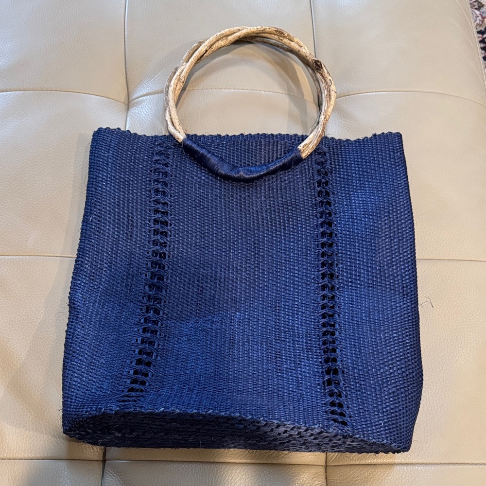 Navy Woven Handbag